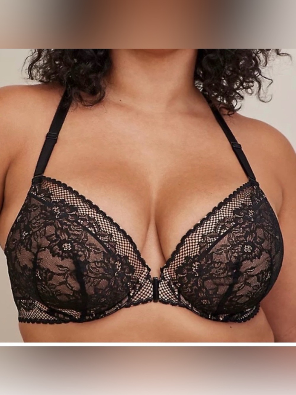 Torrid Women's Plus Size Black Lace Lightly Lined Front Closure Bra - Size 42DD
